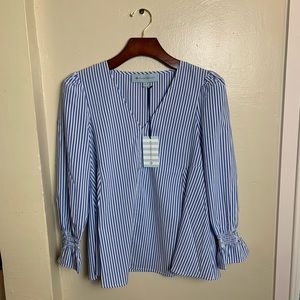 NWT TUCKERNUCK Blue Stripe Kieran Blouse